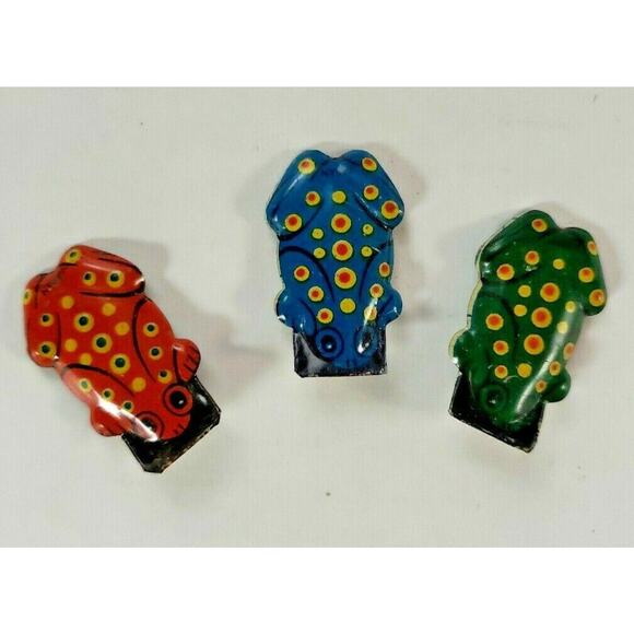 Vintage Tin Toy Frog Clickers, Set of 3made in Japan, 1950's-60's NOS 145 - Picture 1 of 3